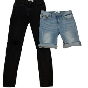 KanCan Light Blue Denim Jeans shorts and dark denim jeans